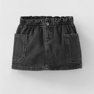 Zara Black Denim Girl’s Paperbag Skirt